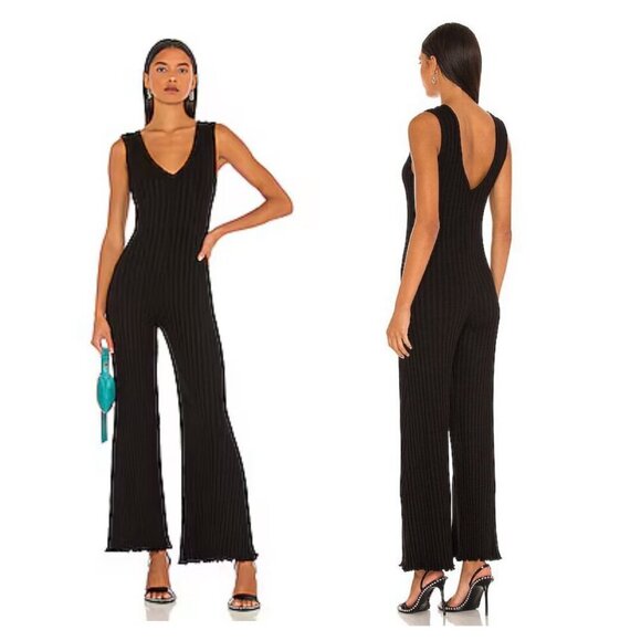 Simon Miller Pants - Simon Miller Moa Ribbed Jumpsuit in Black